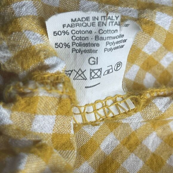 Brandy Melville Women Yellow Stretch Sleeveless Gingham Ruffle Crop Top Size: S - Picture 6 of 7